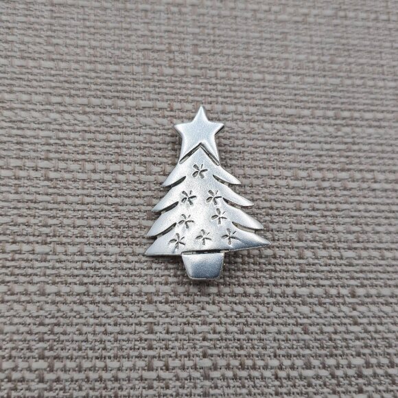 Jewelry - Sterling Silver Christmas Tree With Stars Pendant Pin Brooch A7038